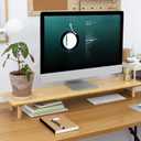 Bamboo Dual Monitor Stand Riser with Underneath Storage, Ergonomic Desk Shelf Supports PC Computer Monitor, Printer, TV for Home, Office, Natural