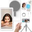 Selfie Monitor Screen Phone- Magnetic Phone Vlog Back Camera Selfie Monitor - 1080P Display can Wirelessly Connect to Mobile Phones - Selfie Screen Compatible with iPhone & Android (White)