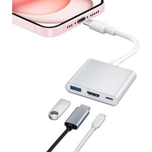 [MFi Certified] USB C to HDMI Adapter for iPhone 15 to TV, 4K Video Audio Sync Screen Converter Digital AV Adapter Type-C Port for iPhone 15/15Pro/Max to HDTV Projector Monitor