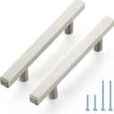 JOY DECOR 10 Pack 3-1/2 Inch Brushed Nickel Square Cabinet Handles Stainless Steel Cabinet Hardware Pulls for Kitchen and Drawers with 6 Inch Overall Length