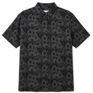 Dress for Adventure Black Top Casual Short Sleeve Shirt Black With Flower Design, 3XL