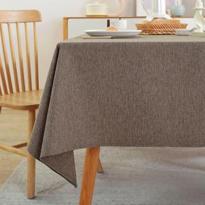 Laolitou Table Cloth Rectangle Linen Waterproof Textured Coffee Tablecloth, Washable Wrinkle Free Spill Proof Fabric Tablecloths for Dining Table Farmhouse Kitchen Holiday, 52x70 Inch
