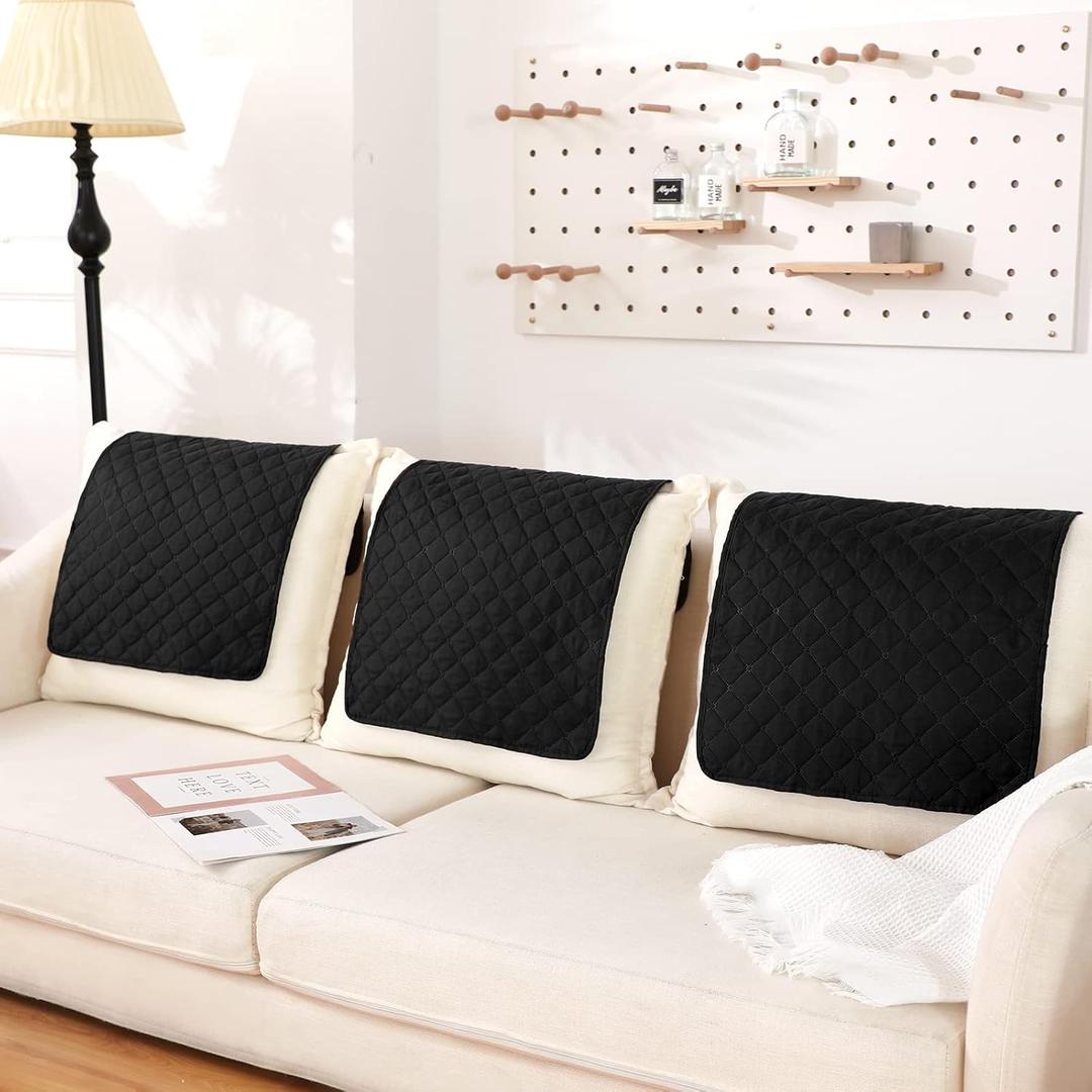 Moukeren 3 Pieces Recliner Headrest Protector Headrest Cover for Recliner Chair Sofa Covers Couch Chair Head Protector for Sofa Furniture Protectors(Black)