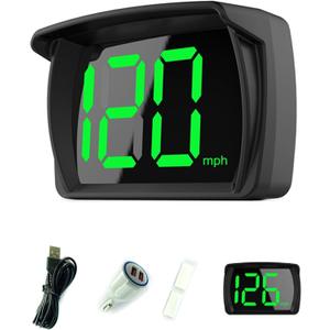 GPS Speedometer HUD, Upgraded LED Large Font Digital Head-Up Display with MPH, for All Cars, Vehicles,Motorcycles,Bicycles - Plug & Play with USB Cable & Car Charger Adapter