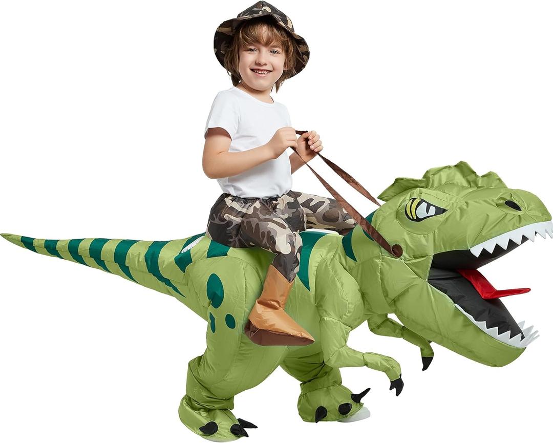 One Casa Inflatable Dinosaur Costume Kids,Blow Up Ride T Rex Suit,Halloween Costumes for Boys Girls
