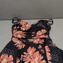 SHEKINI Women's Crossover Ruched Skirt One Piece Swimdress Swimsuit Bathing Suit (Large, Black-pink Flower)