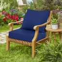 Outdoor Chair Cushions 22x22 Inch, Waterproof Fade Resistant Deep Seat and Backrest Cushion Set for Patio Furniture, Navy, 1 Set