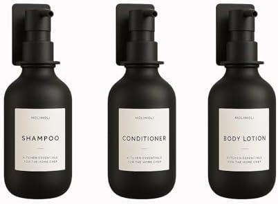 2 PACK Molimoli Soap Dispenser, Bathroom Soap Dispenser Set, Glass Dispenser, Soap Dispenser for Kitchen, Kitchen Soap Dispenser Pump, 500ml/16.9 Oz, Set of 6, Black