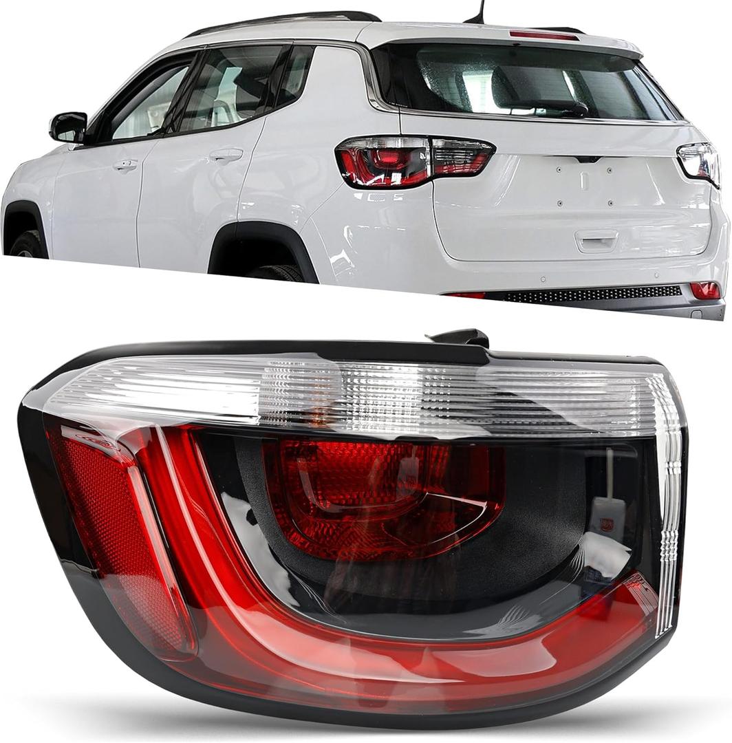 Outer Tail Light Compatible with 2017 2018 2019 2020 2021 Jeep Compass - Brake Taillight Assembly Replacement for CH2804115 and 55112839AC - Left Driver Side