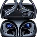 Wireless Earbuds Bluetooth 5.3 Headphones 90 Hrs Playtime Earbuds with Wireless Charging Case Power Display Over-Ear Earphones with Earhooks Waterproof Stereo Headset for Android Phone Workout Black