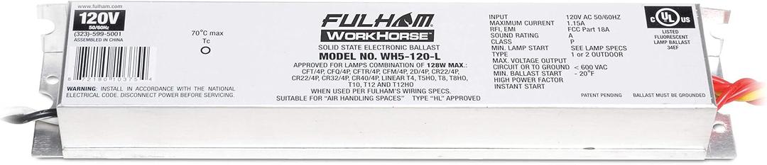 Fulham Lighting WH5-120-L Workhorse 5 Adaptable Electronic Fluorescent Lamp Ballast, 1 Count