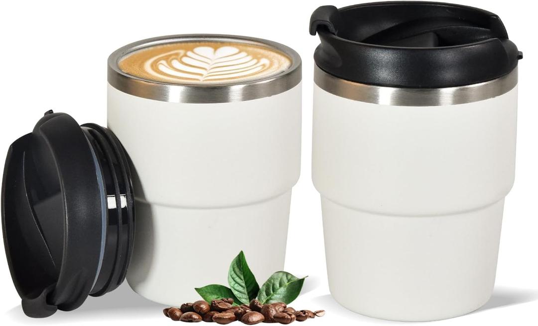6oz Vacuum Insulated Espresso Cup Set of 2, Espresso Shot Cup for Coffee, Double Wall Stainless Steel Mini Tumbler Shot Glasses with Lid