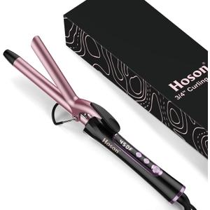 3/4 Inch Curling Iron for Short Hair, Dual Voltage Hair Curling Iron Ceramic, Professiona Curling Wand Tourmaline(Rose Gold)