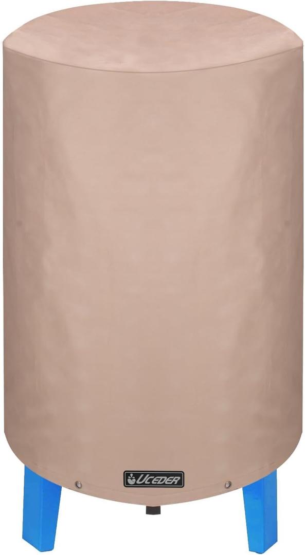 Insulated Round Water Pressure Tank Cover 600D Heavy Duty Waterproof and Weatherproof Outdoor Well Covers Great for Winter Freeze Protection (Brown, 20"D x 34"H)