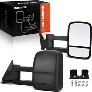 A-Premium Towing Mirrors - Compatible with Chevrolet Tahoe, Blazer, C1500, C2500, C3500, K1500/K2500 Suburban & GMC Yukon, C1500/C2500 Suburban - Manual Folding Telescoping Black - Pair Set