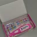 Hair Gem Stamper Kit,Bling Hair Jewels for Girls, Hair Styling Tool with Reusable Shining Diamonds, Christmas Birthday Arts & Crafts Gift for 5-12 Year Old Girl (Pink)