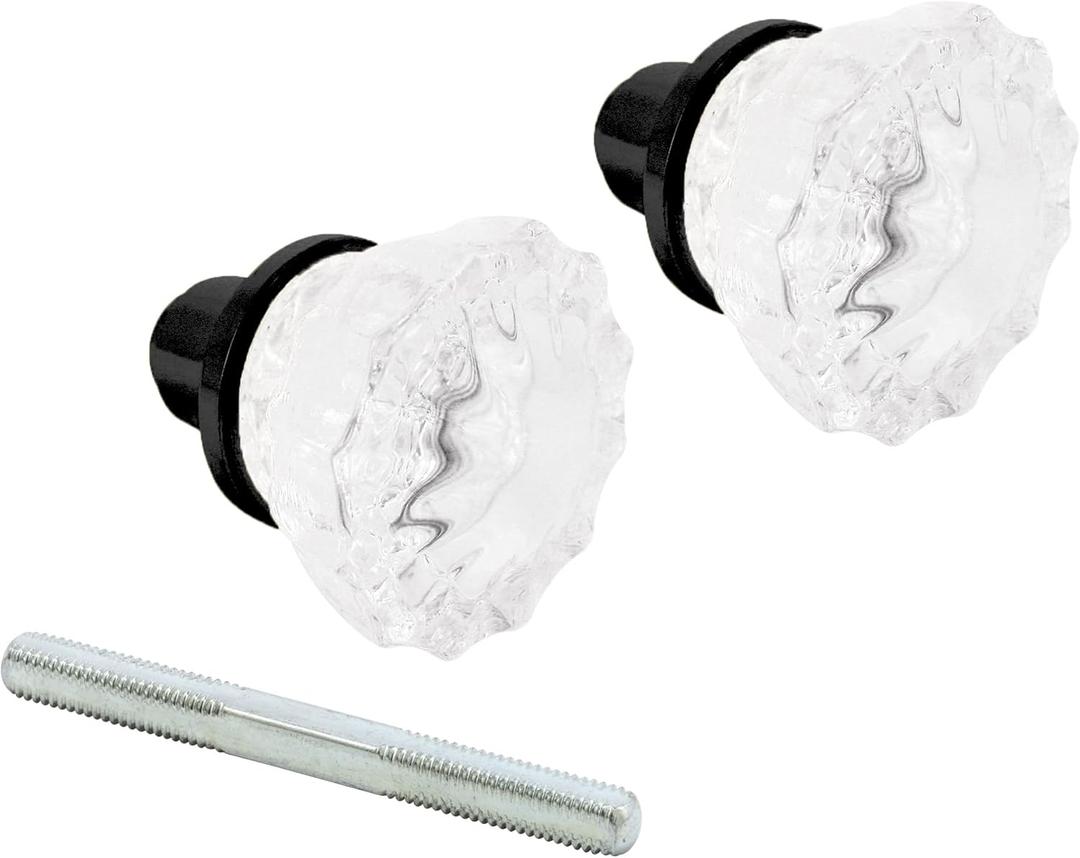 Prime-Line E 28318 Mortise Style Fluted Glass Door Knobs - Perfect for Replacing Broken Antique Lock Sets on Interior Doors, Features 2 In. Outside Diameter Knobs, Matte Black (1 Set)