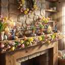 Easter Decorations for Home, Bunny Decorations Spring Home Decor,6 pcs Wooden Easter Bunny Table Sign