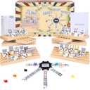 Mexican Train Dominoes Set Double 15, Dominoes Set for Adults and Family, Colored Dot - 136 Tiles in Tin Box, 9 Trains, Hub, 8PCS Wooden Trays