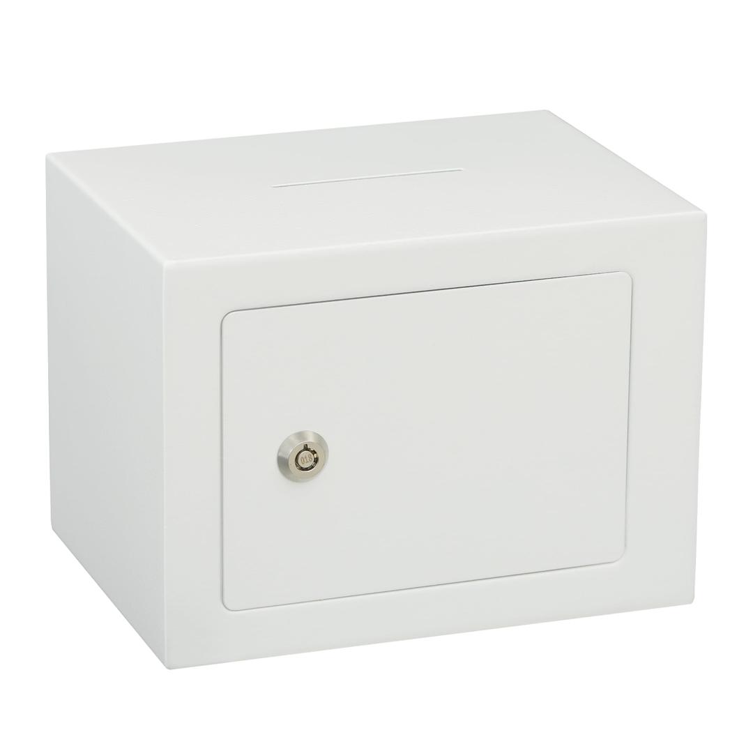 Safe Box Small Safe Money Cash Safe Keys Gun Safe 6.7"D x 9.05"W x 6.7"H 0.24 CuFt Mini Security Lock Safe Boxes for Coin Home Office Hotel Rooms Business Jewelry Gun (White)