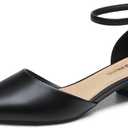 DREAM PAIRS Women's Dress Shoes Low Heel Pumps Closed Pointed Toe Comfort Casual D'Orsay Flats Ankle Strap, Size 9.5