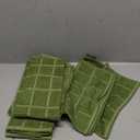 Glynniss Kitchen Towels and Dishcloths Set, Four Dish Towels 16x26 Inches, Four Absorbent Dish Cloths for Washing Dishes 12x12 Inches, Cleaning and Drying for Everyday Use Pack of 8 (Green)
