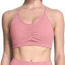 Aoxjox Sports Bras for Women Workout Fitness Ruched Training Baddie Cross Back Yoga Crop Tank (Small, Pink)