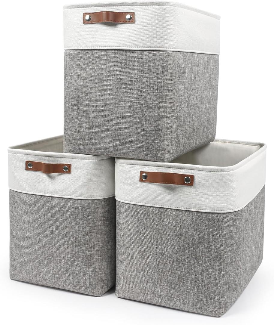 Linen Fabric Storage Bin for Shelves - Clothes Basket Organizer for Closet, Nursery Toy Storage, Decorative Large Closet Organizer Bins