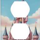 Decorative Art Light Switch Covers Pink Castle 1 Gang Single Duplex Outlet Wall Plate Switchplate Electrical Faceplate for Home Decor