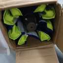 JEAREY 9FT Outdoor Patio Umbrella with Solar Lights, LED Lighted Pool Umbrella with Tilt and Crank, Outdoor Table Umbrellas for Deck, Yard & Market (Blue Green Striped)