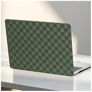 Compatible with MacBook Air 13 Inch 2022 2021-2018 M1 A2337 A2179 A1932, Checkered Textured Cream Leather Hard Shell Case No Logo Cutout & Keyboard Cover for Mac Air 13, Beige
