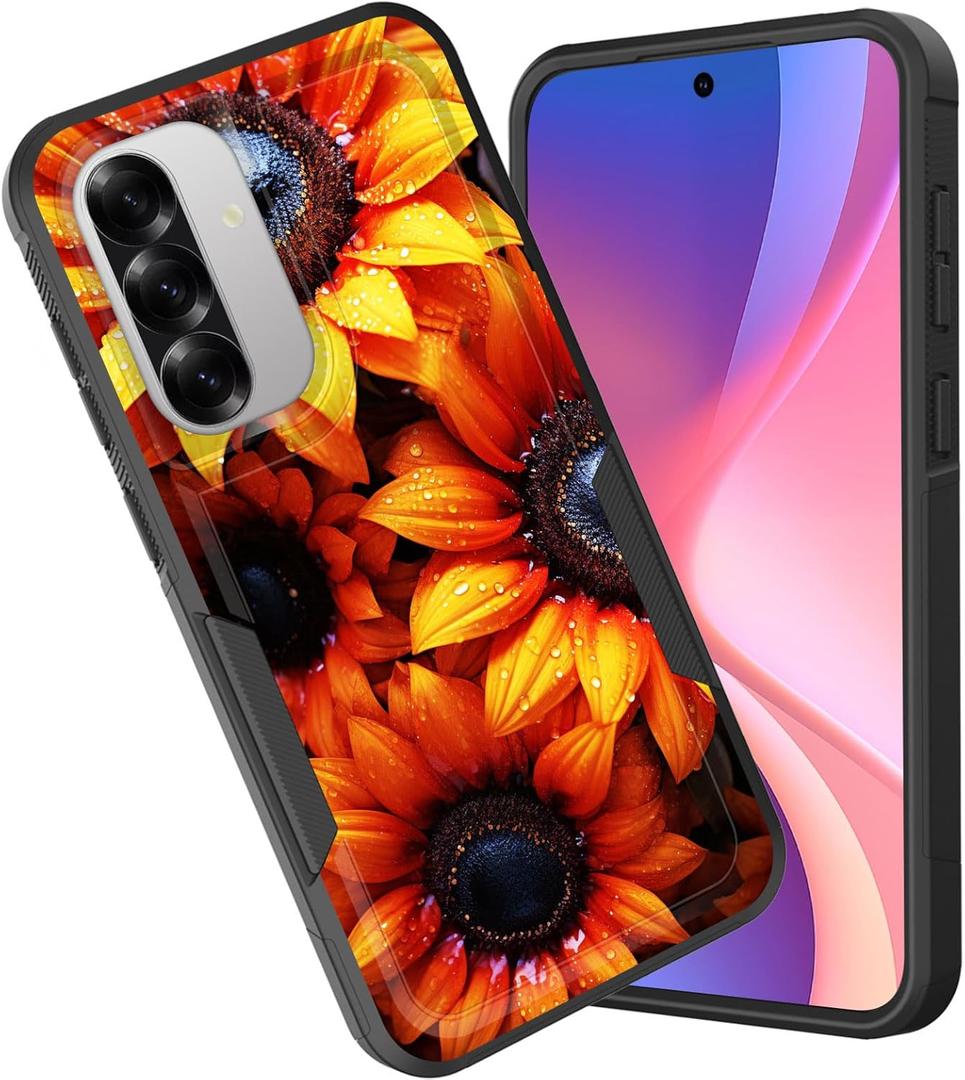 CICPLKSE for Galaxy A36 5G/A56 5G Case,Dual Layer Heavy Duty Hybrid Shockproof Hard PC Soft Silicone TPU Bumper Protective Cover Case for Samsung Galaxy A36/A56 5G 6.7",Beautiful Sunflower