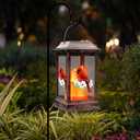 Solar Lanterns Outdoor Hanging Lanterns, Metal with Glass Cardinal Solar Lights, Waterproof Decorative Lantern Garden Decor for Outside Table Patio Yard, Memorial Gifts Grave Decorations for Cemetery