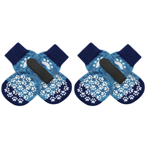 EXPAWLORER Dog Socks for Hot Pavement to Prevent Licking Paws, Anti Slip Doggie Booties Grippy Shoes for Hardwood Floors, Boots & Paw Protectors for Small Medium Large Senior Dogs Blue M