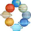 Space Theme Party Decorations, Solar System Hanging Paper Lanterns, Galaxy Planets Paper Lanterns for Space Classroom Decor Birthday Baby Shower Science Home Decor, 8PCS