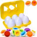 WEEJOYGAM Easter Eggs Toys for Toddlers 1-3, Color Sorting Shape Sorter Matching Game Montessori Sensory Educational Learning Toys for 1 2 3 Year Old Girl Boy Kids Birthday Gift Easter Basket Stuffers