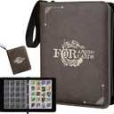 iofeiwak Mini Amiibo Card Display Album, Brown, 0.82x1.22 inch, Faux Leather, Waterproof, 20 Sleeves Included