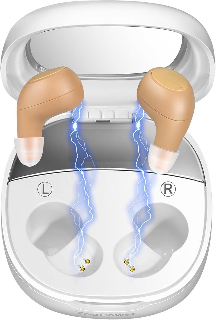 Hearing Aids for Seniors Latest 16-Channel Digital OTC Rechargeable Hearing Aid with Intelligent Noise Reduction, Superior Sound Quality Voice Broadcast, 3 Modes, 5 Levels of Volume Adjustment-Super Mini