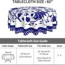 Blue and White Porcelain Paint Round Tablecloth Flower Table Cover Washable Tablecloths for Kitchen Dining Party Home Decor 60 inch