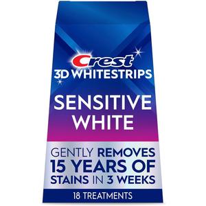 Crest 3D Whitestrips Sensitive White – Teeth Whitening Kit, 18 Treatments, Each with 1 Upper/1Lower, 36 Strips – Crest 3DWhite Teeth Whitening Strips