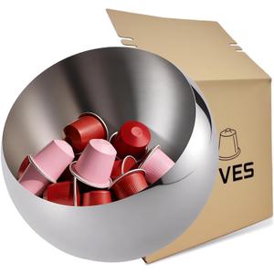 Slim Stainless Steel Coffee Pod Holder - High-Capacity Minimalist Organizer to Declutter Your Espresso Pods - For an Organized Coffee Bar (Silver, M)