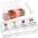 Qinyoung 4 Pcs Hot Cocoa Bar Supplies Clear Acrylic Seasoning Spice Box with Cover and Spoon Cocoa Marshmallows Peppermints Chocolate Chips Storage Container for Christmas Hot Chocolate Bar