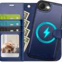 OCASE for iPhone 16e Case Detachable Wallet Case with Card Holder, 2 in 1 Pu Leather Flip Folio with RFID Blocking Stand Wrist Strap Shockproof Phone Cover 6.1 Inch 2025, Blue