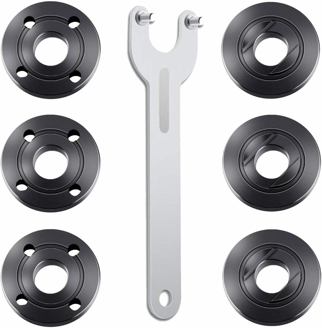 7PCS Angle Grinder Nut Angle Grinder Wrench Kit 5/8-11 Flange Metal Lock Nut for Compatible with Dewalt Milwaukee Makita193465-4 Metabo Bosch Ryobi Black Decker 4.5" 5" Grinder Parts