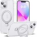 Compatible with iPhone 14 Case & iPhone 13 Case 6.1" with Invisible Ring Stand [Compatible with Mag-Safe] Translucent with Magnetic Kickstand, Translucent