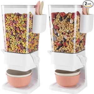 Cereal Dispenser Countertop 2 Pack with Bowls Spoons Cutlery Box,5.5 QT Dry Food Dispenser Snack Organizer Containers Storage with Lids for Pantry Kitchen Organization Oatmeal Nut Granola Candy