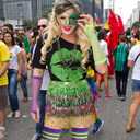 Syhood 6 Pcs Mardi Gras Costume Set, Sequined Tassels Tutu Skirt, Faux Feather Pattern Half Mask, Necklace and Long Socks (M)