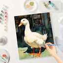 White Duck Paint by Numbers Kit for Adults - DIY Standing Duck Painting on Canvas 16x20In, Acrylic Paint Set, Suitable for Beginners, Art for Home Decoration or Gifts