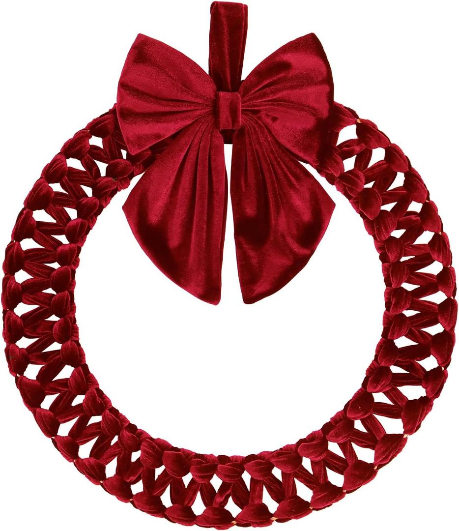 15.5 Velvet Christmas Wreath Front Door Red Wreaths Christmas Decorations Indoor Artificial Decor for Party Red Wreath