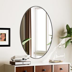 Koonmi Black Oval Bathroom Mirror, 26"x38" Bathroom Vanity Mirror, Oval Mirror for Bedroom Living Room Entryway, Hangs Horizontal or Vertical (38"L x 26"W)
